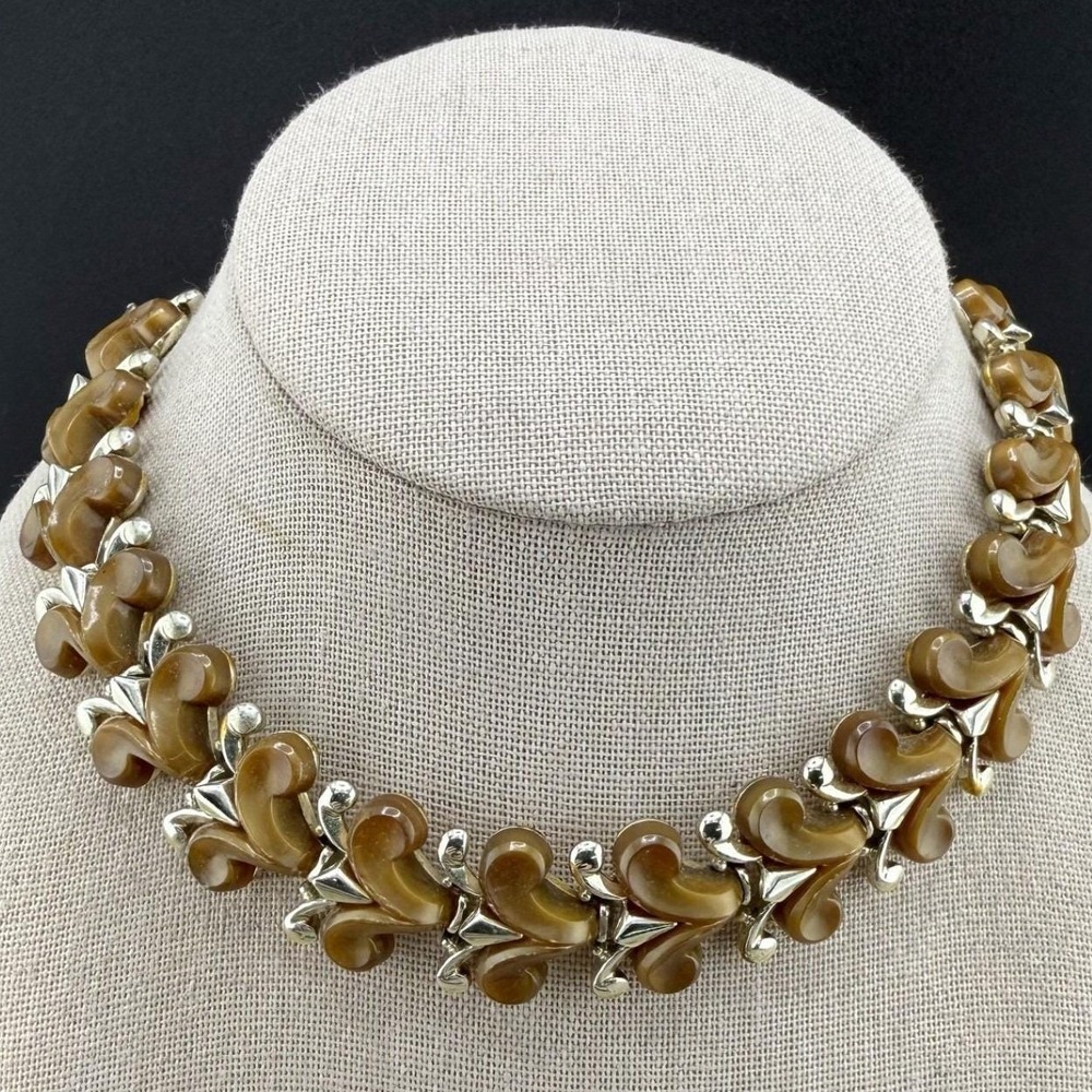 Vintage Estate Necklace Thermoset Brow Link Choker‎ 13.5-17.5in